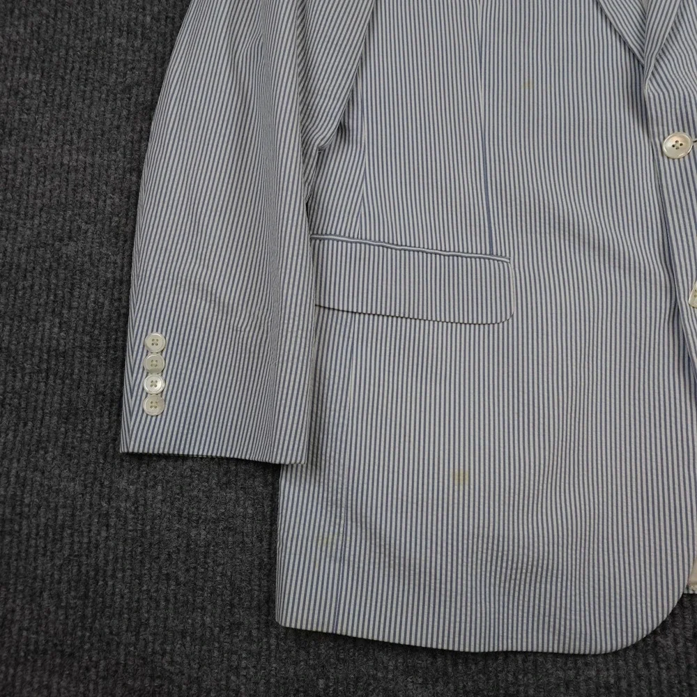 Brooks Brothers 346 Blazer Mens 44L Blue Stripe Cotton Sport Coat Jacket Summer